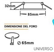 UNIVERSO Vizzáró süllyesztett lámpatest 1xPAR16 foglalat nélkül IP44 Fekete D85x32mm Kivágás:D65mm