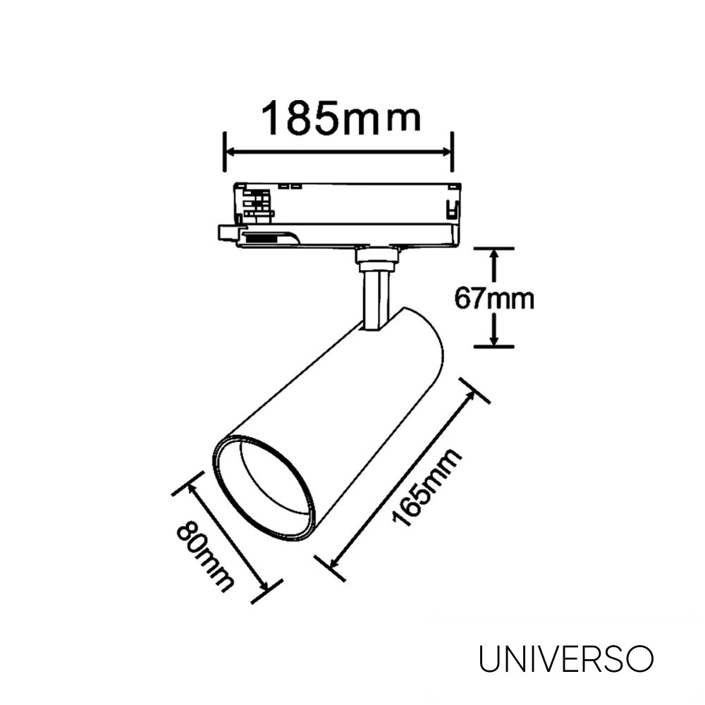 UNIVERSO Háromfázisú sínes spotlámpa 30w 2700lm 4000k 38° RA90 IP20 Fekete 5év