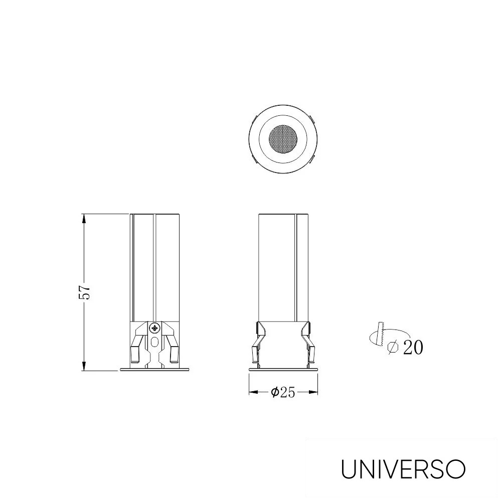 UNIVERSO Mini spotlámpa 3w 145lm 6000k IP20 Fehér D25x57mm kivágás:D20mm