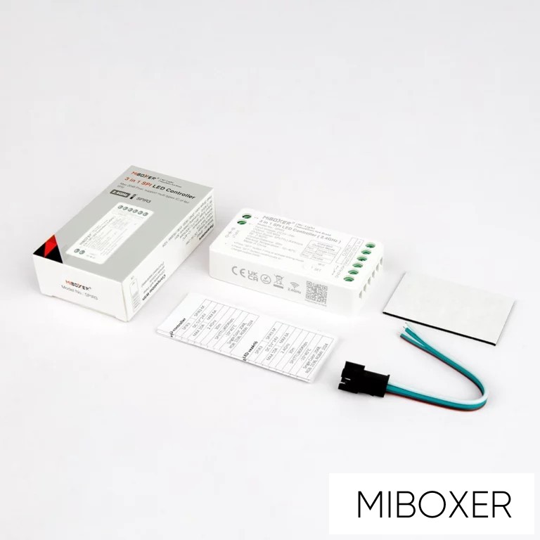 MIBOXER 3in1 RF 2.4G digitális (futófény) Sima/RGB/RGBW LED szalagokhoz vezérlő DC:5V-24V Max.10A