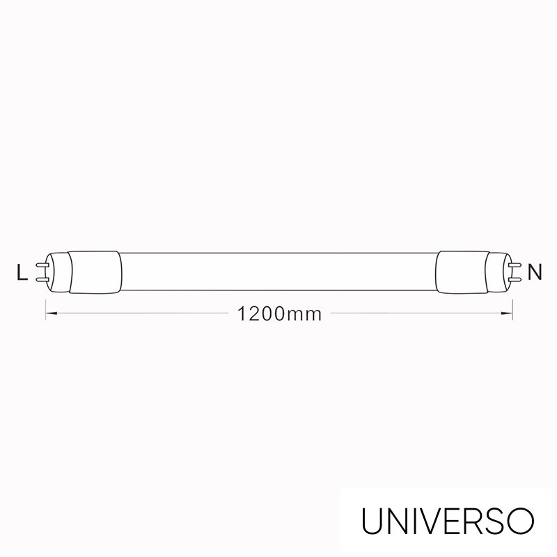 UNIVERSO T8 üveges LED fénycső 2 oldalos 18w kék fényű 610lm 1200mm fehér