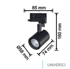 UNIVERSO Háromfázisú sínes spotlámpa 1xGU10 Max.35w IP20 Fekete 5év
