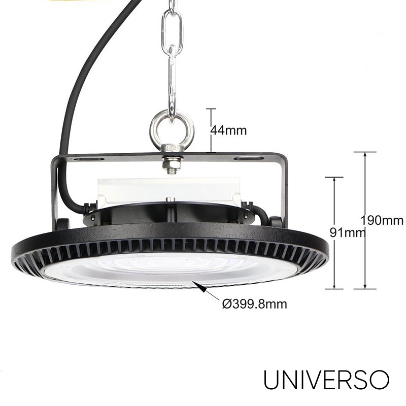 UNIVERSO csarnok világítás 200w 24000lm 6500k IP65 ∅400 fekete