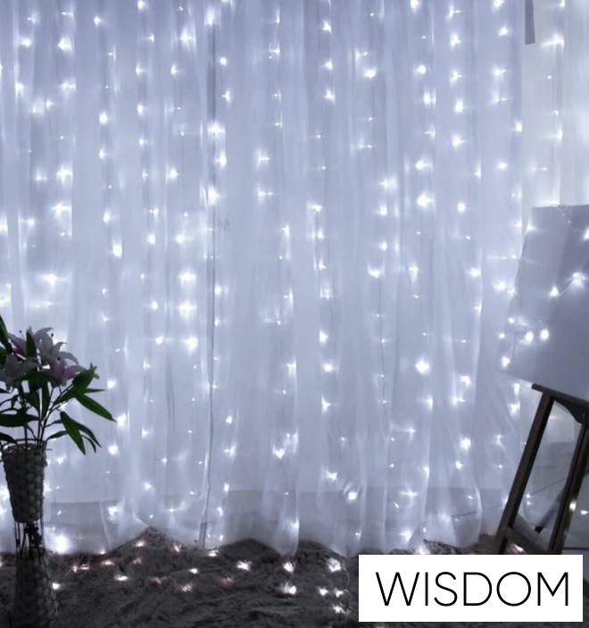 WISDOM fényfüggöny hideg fényű 138LED 3m átlátszó kábellel 8 fun. IP44